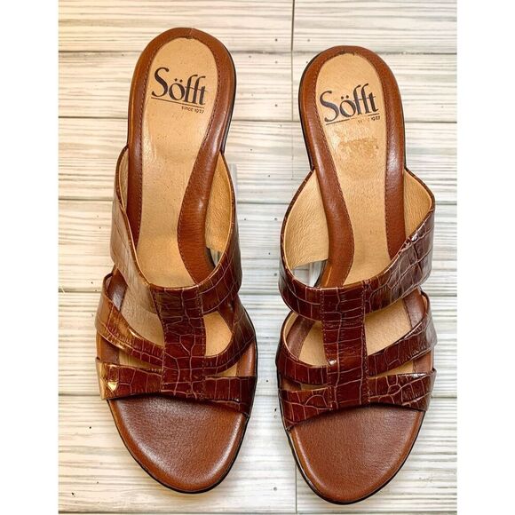 Sofft Veda Brown Snake Print Leather Heels S: 8M - Picture 5 of 8
